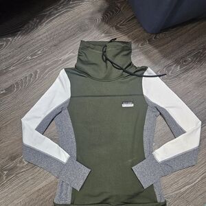 PINK Victoria's Secret Olive Green, Gray & White Pullover Hoodie